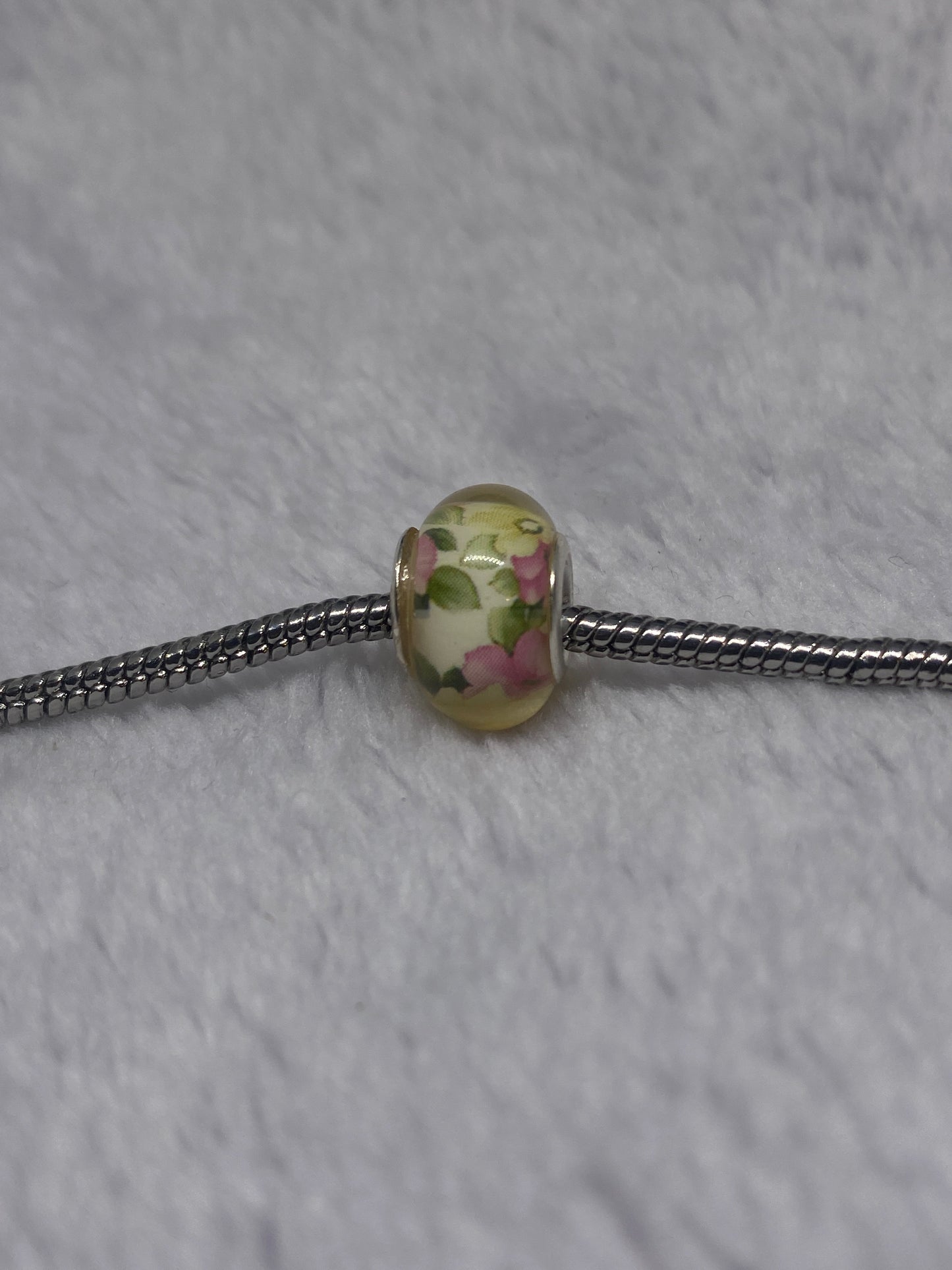 Pink Flowers Ball Charm
