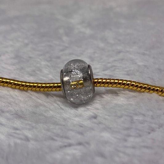 White Glitter Crystal Ball Charm