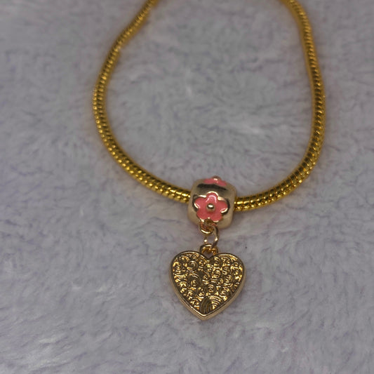 Flower Heart Charm