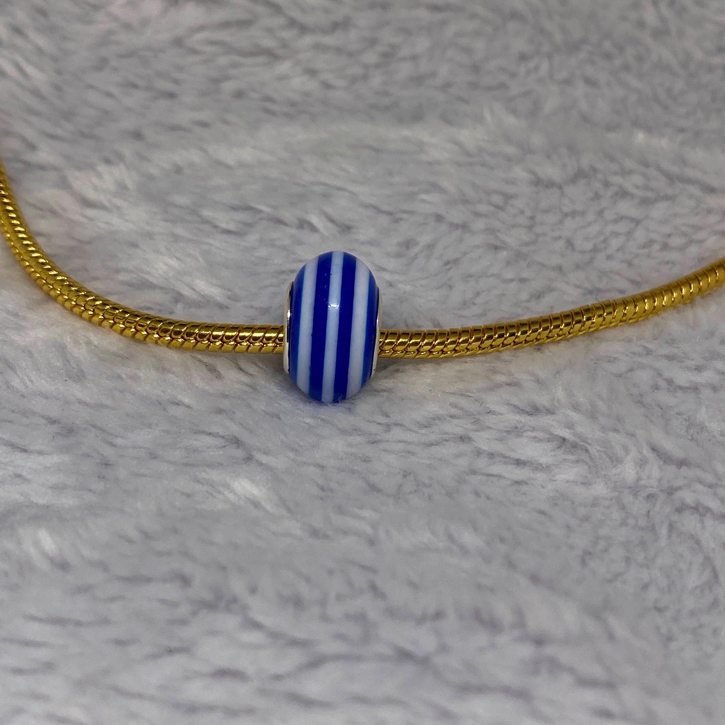 Blue Stripe Ball Charm