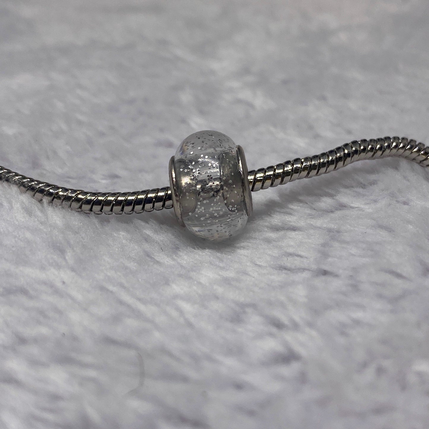 White Glitter Crystal Ball Charm