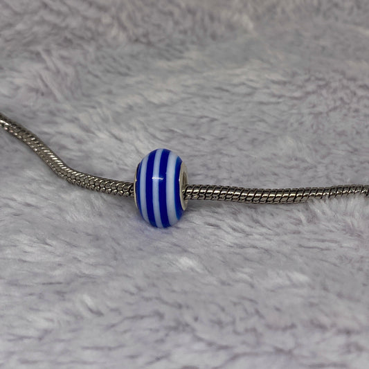 Blue Stripe Ball Charm