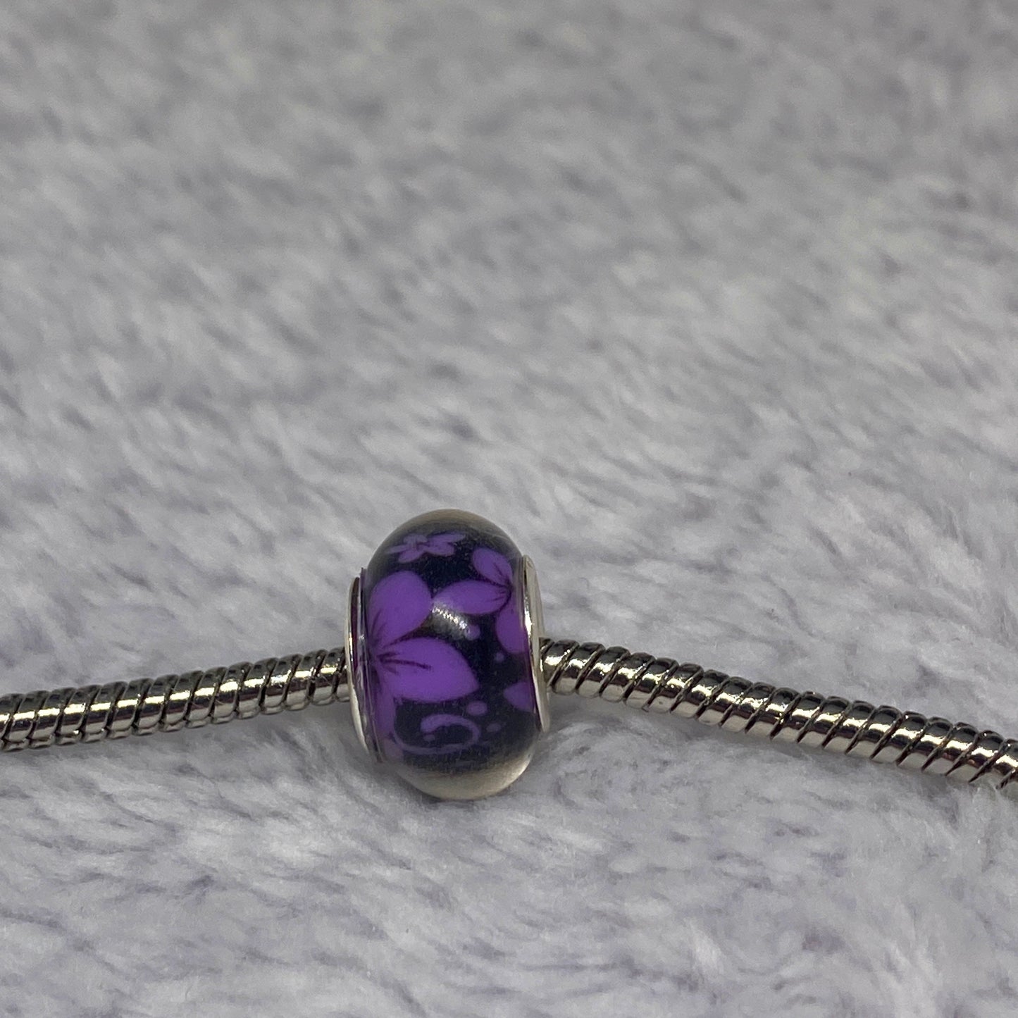 Purple & Black Floral Charm