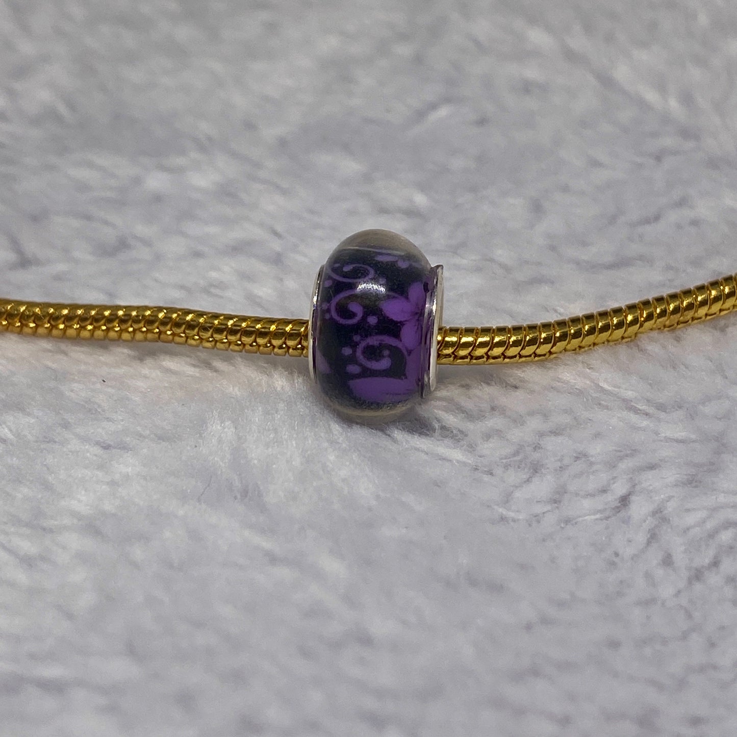 Purple & Black Floral Charm