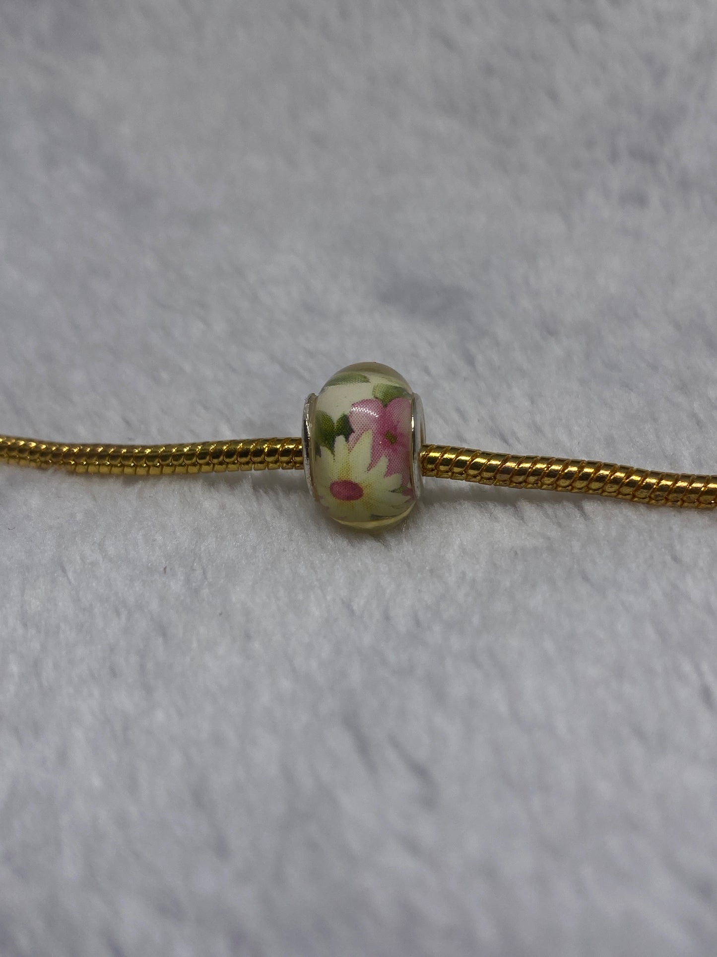 Pink Flowers Ball Charm