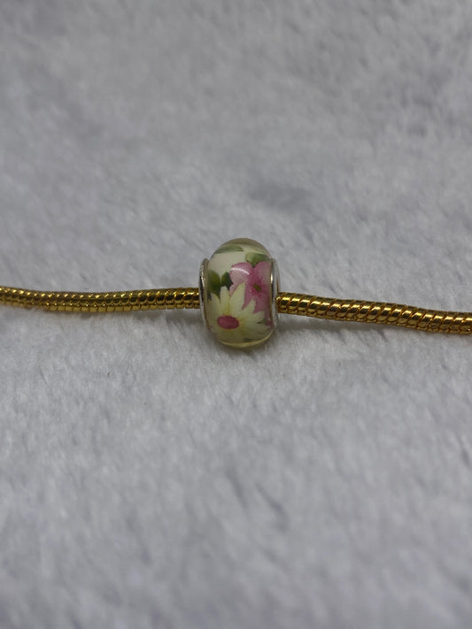 Pink Flowers Ball Charm