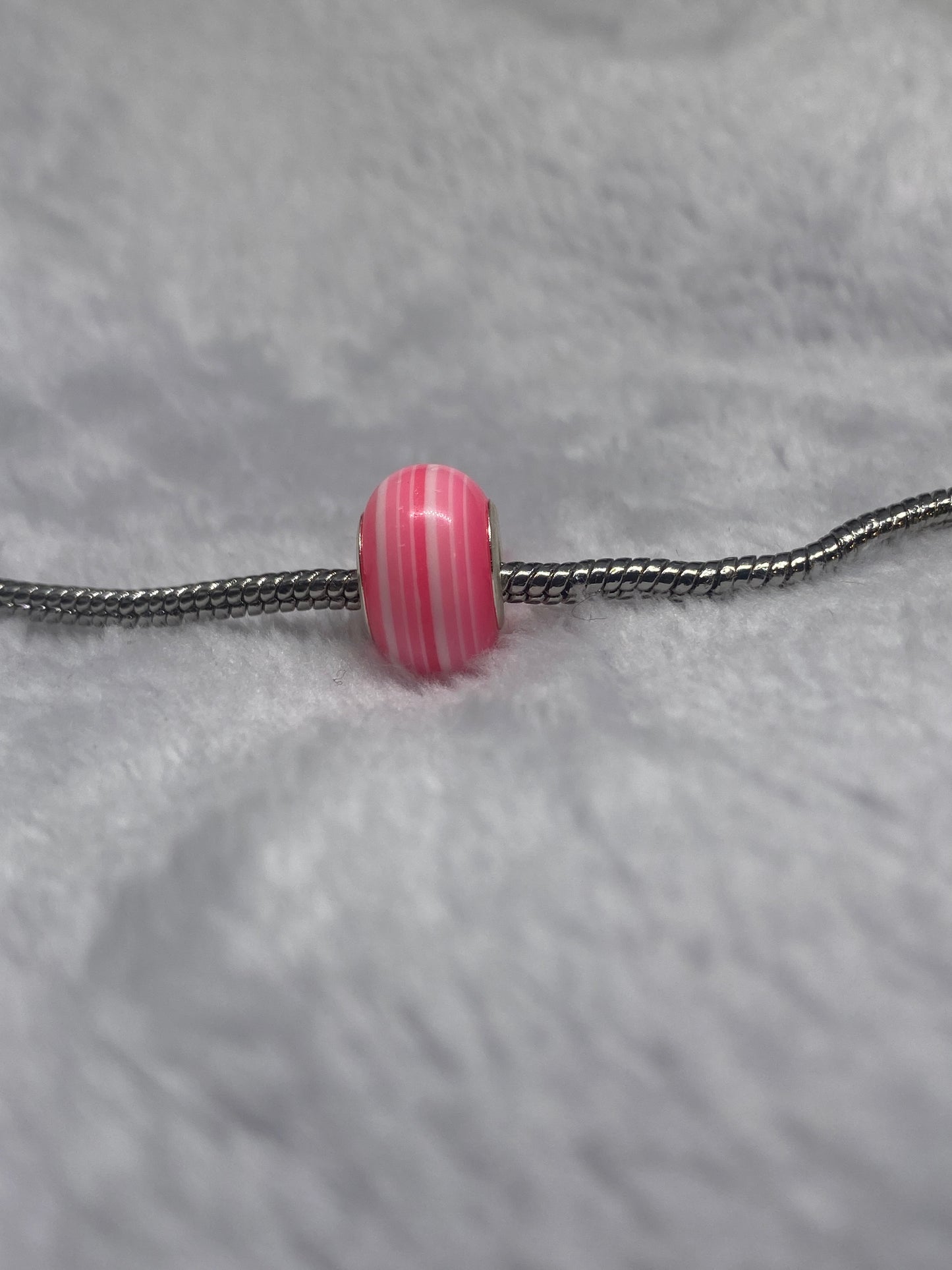 Pink Stripes Ball Charm