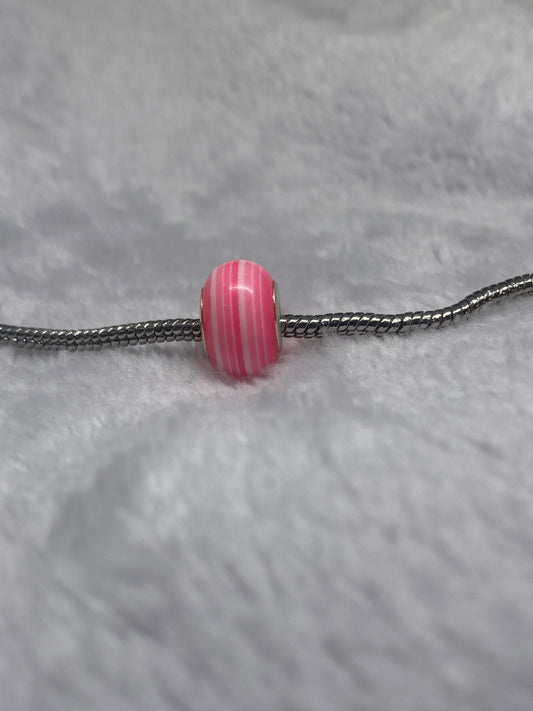 Pink Stripes Ball Charm